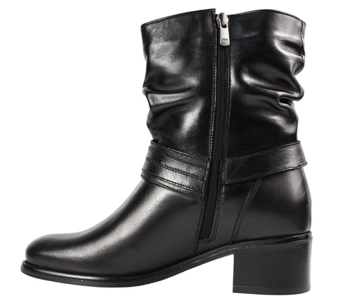 Ghete casual, dama, ADA SHOES, 2447 negru, piele naturala